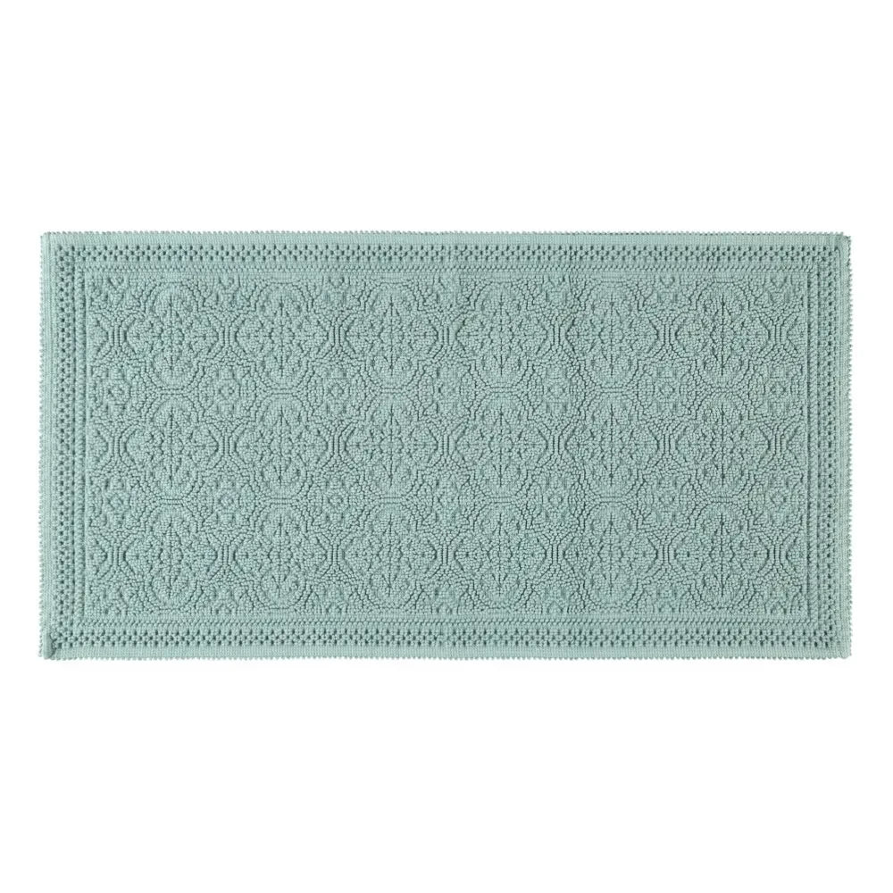 Haomy - Geprägter Baumwoll-Badematte 55x110cm | Wassergrün