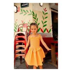 Louis Louise - Gestreiftes Eden Rüschenkleid | Orange