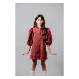 birinit - Ribera Organik Pamuklu 3/4 Kol Elbise | Bordo