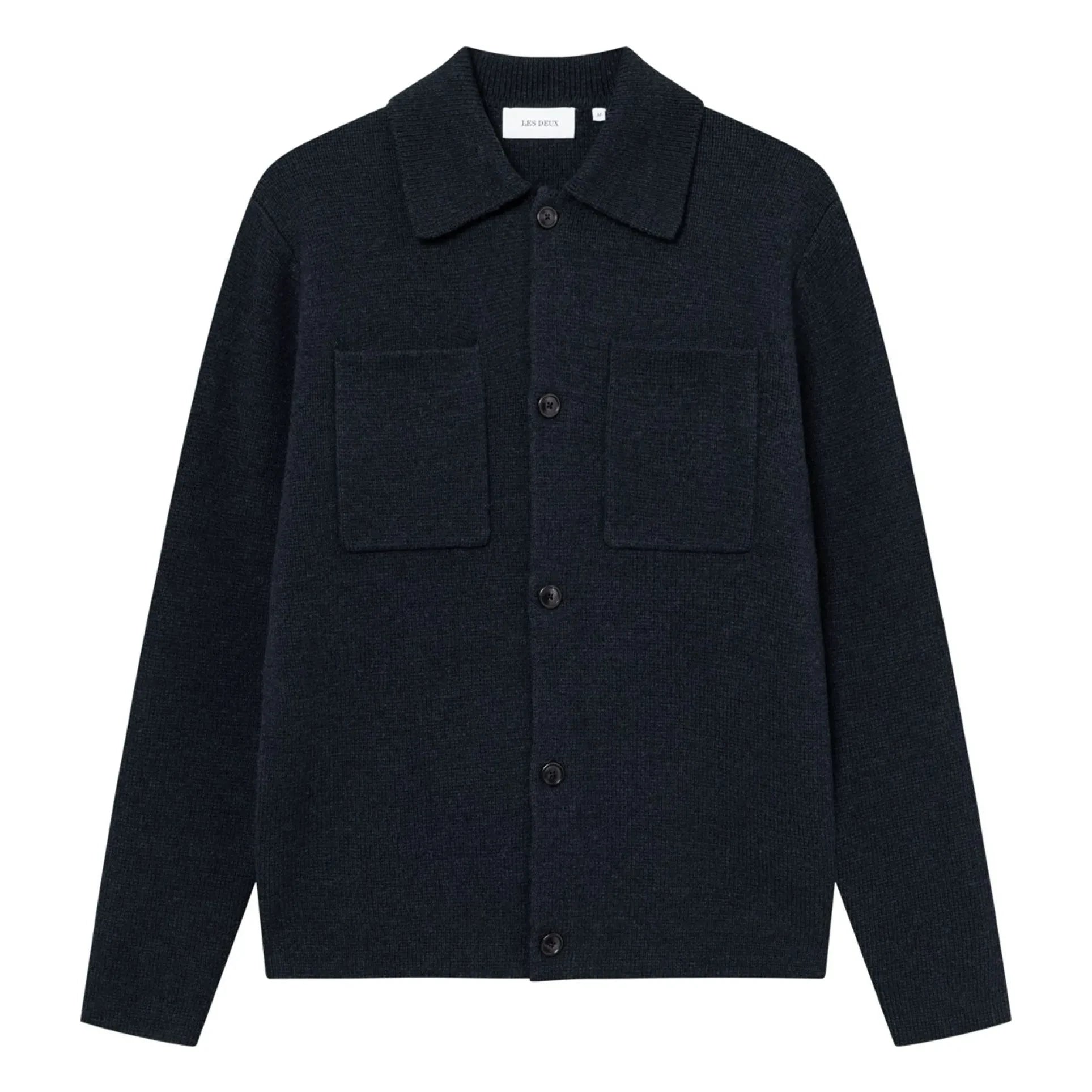 Les Deux - Fischer Milano Dickes Woll-Cord-Overshirt mit Kragen | Dunkelblau