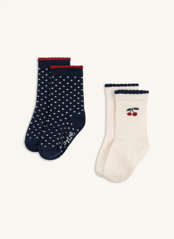Konges Sløjd - 2 Paar Cherry-Socken-Set | Marineblau