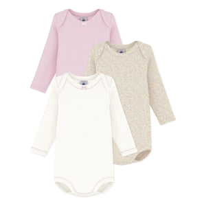Petit Bateau - 3’lü Düz Body Seti Organik Pamuk Düğümler | Pembe