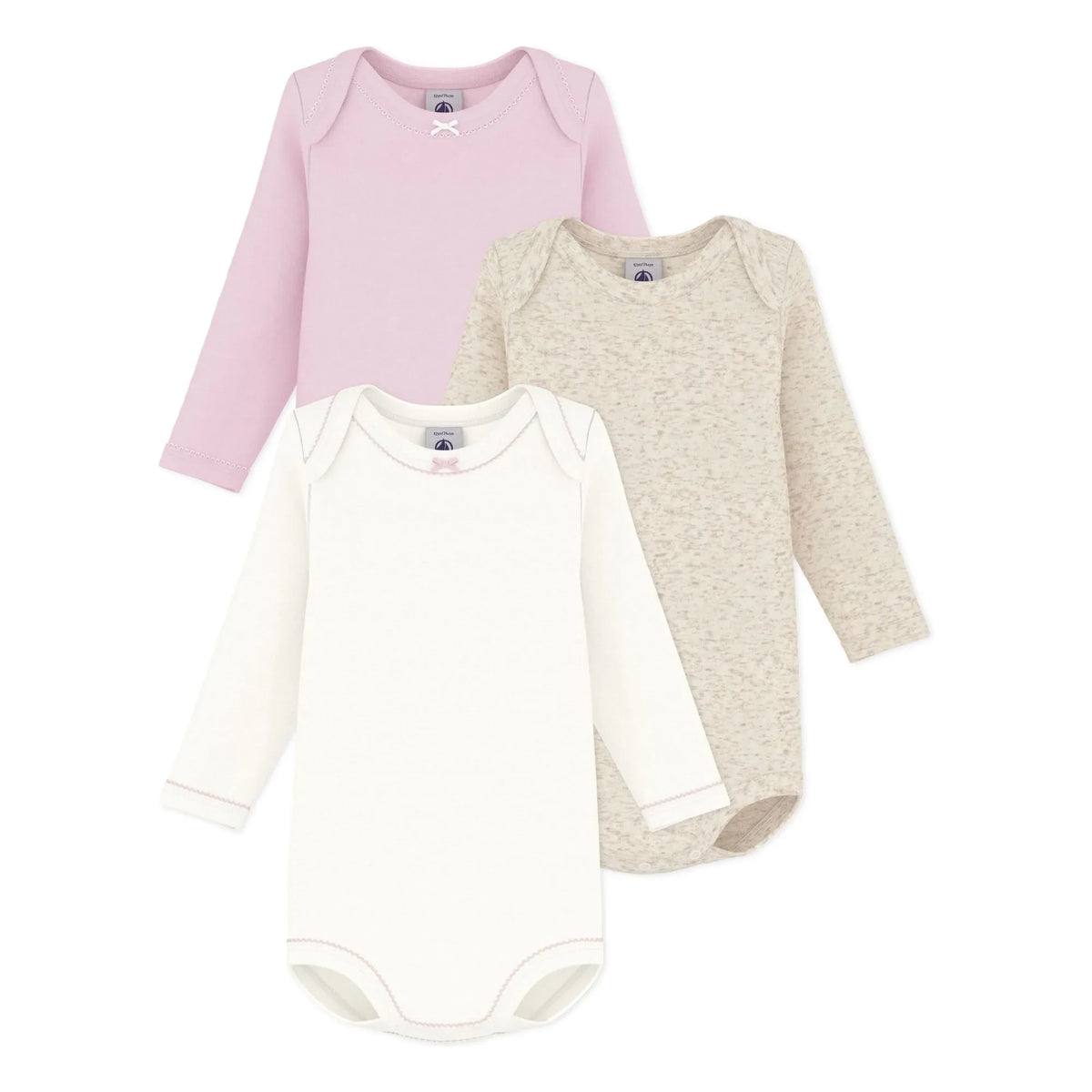Petit Bateau - 3’lü Düz Body Seti Organik Pamuk Düğümler | Pembe