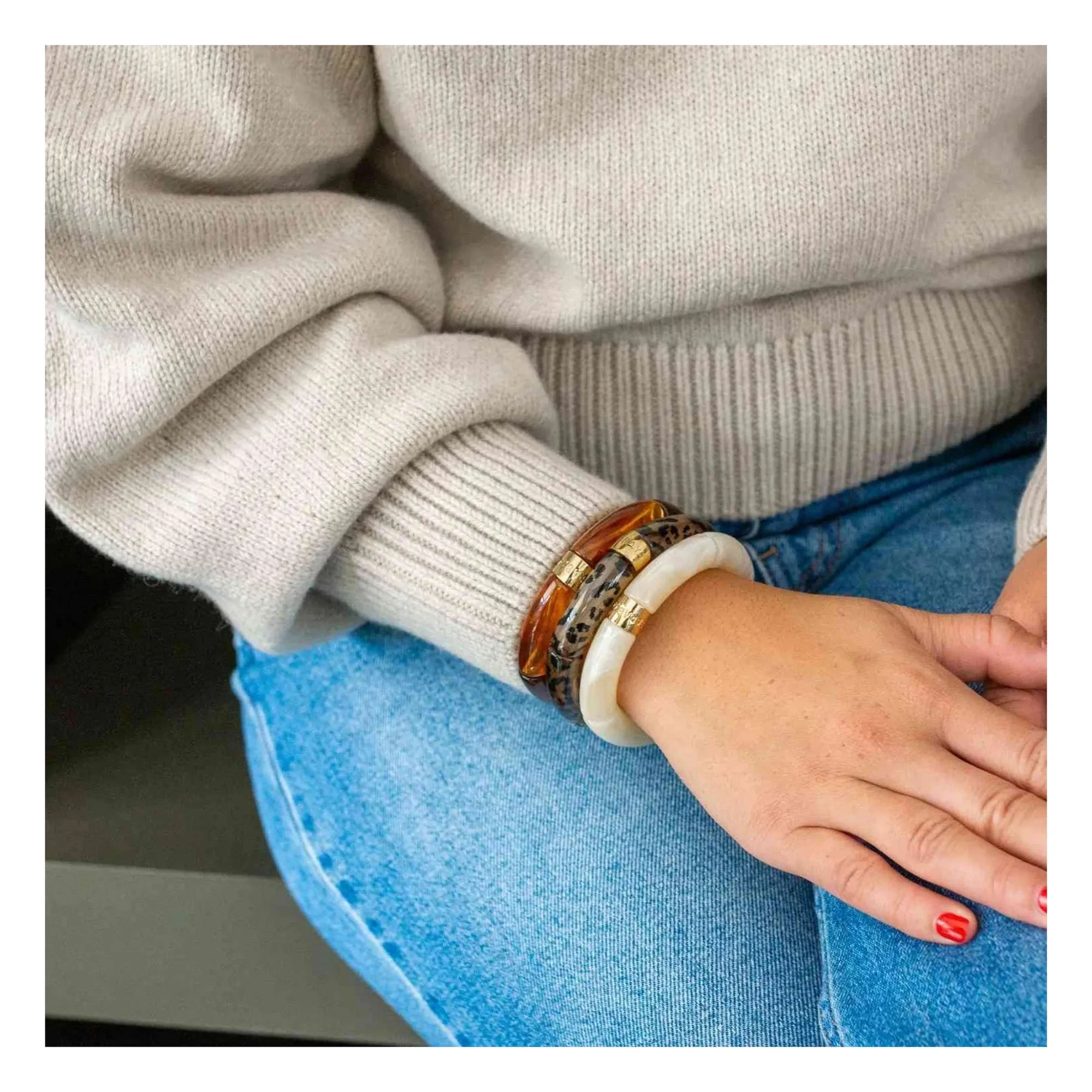 Parabaya - Feli Mono 1 Armband | Taupe Braun