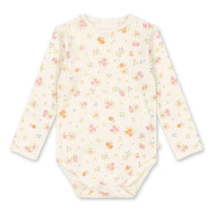 Konges Sløjd - Minnie Rib-Body mit Blumenmuster aus Bio-Baumwolle | Ecru
