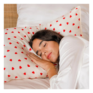 Emily's Pillow - Herzbedruckter Maulbeerseiden-Kissenbezug | Creme