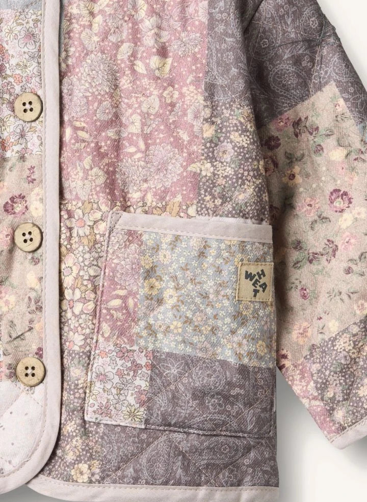 Wheat - Ima Patchwork Bio-Baumwolle Baby-Steppjacke | Puderrosa