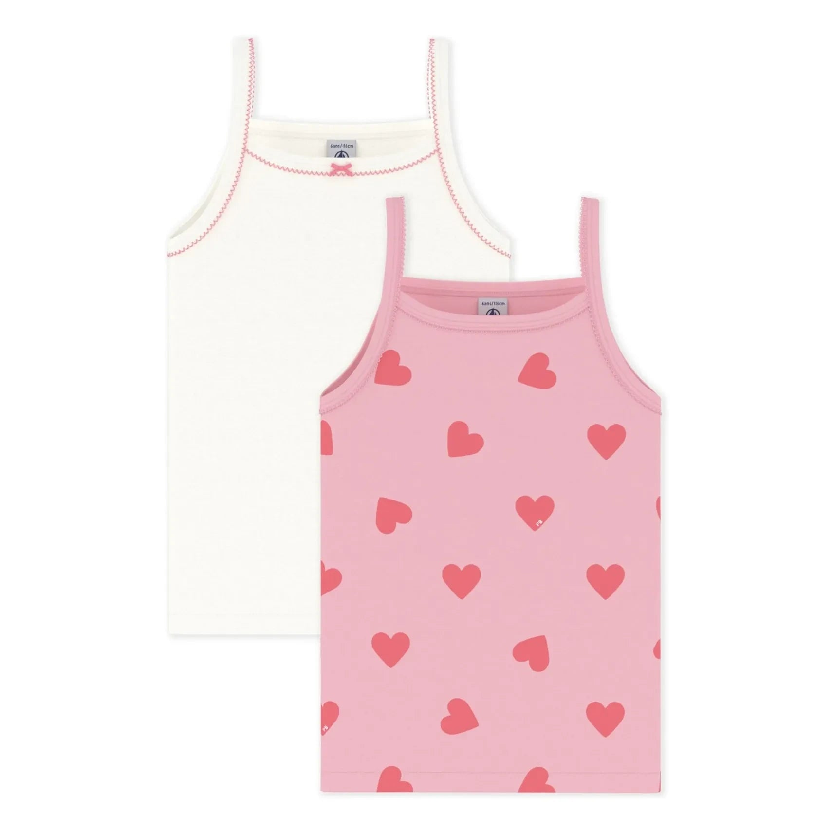 Petit Bateau - 2er-Pack Herz-Unterhemden | Rosa