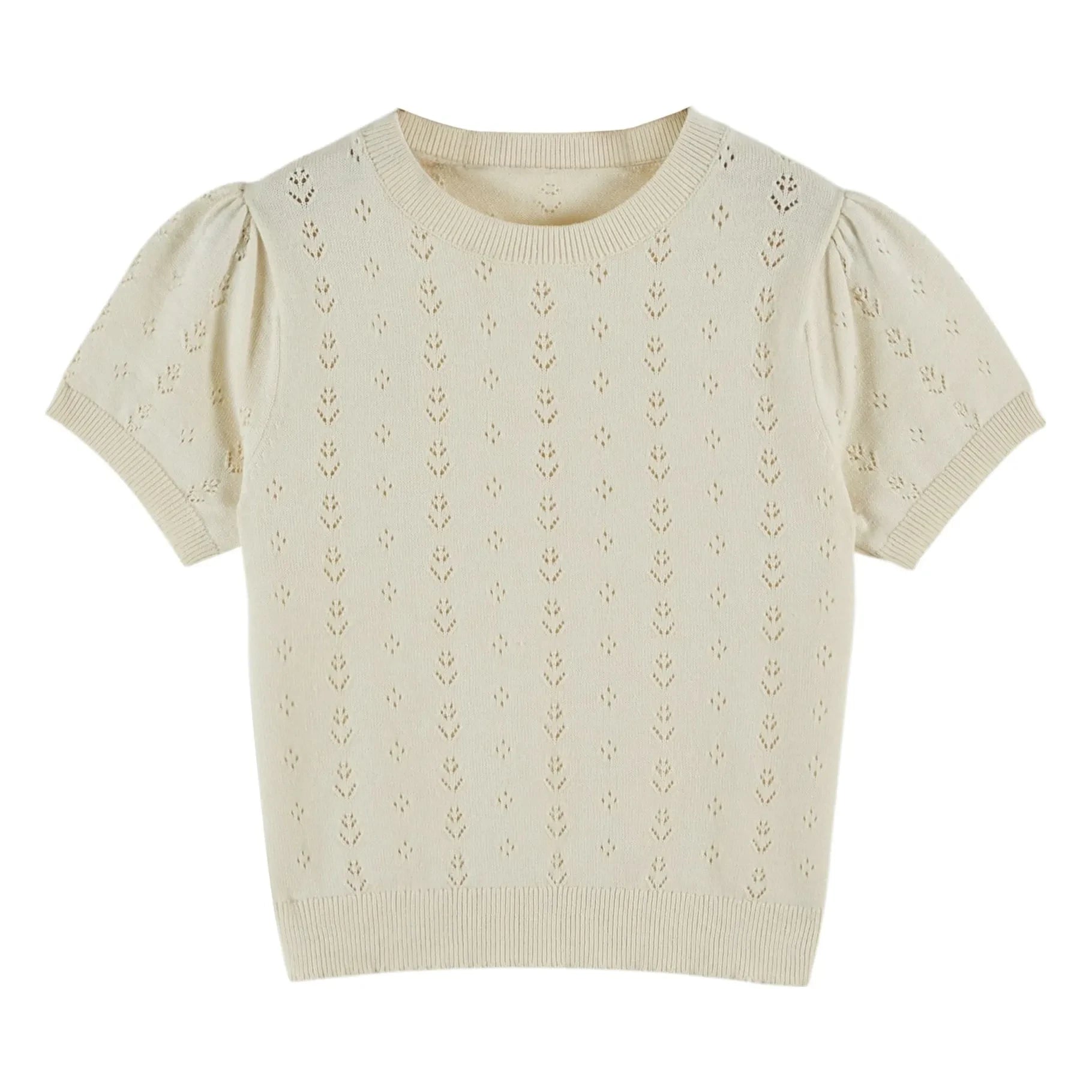 Emile et Ida - Ajour-Leinen-T-Shirt | Creme