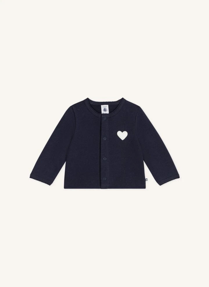Petit Bateau - Herz-Strickjacke aus Bio-Baumwolle | Mitternachtsblau