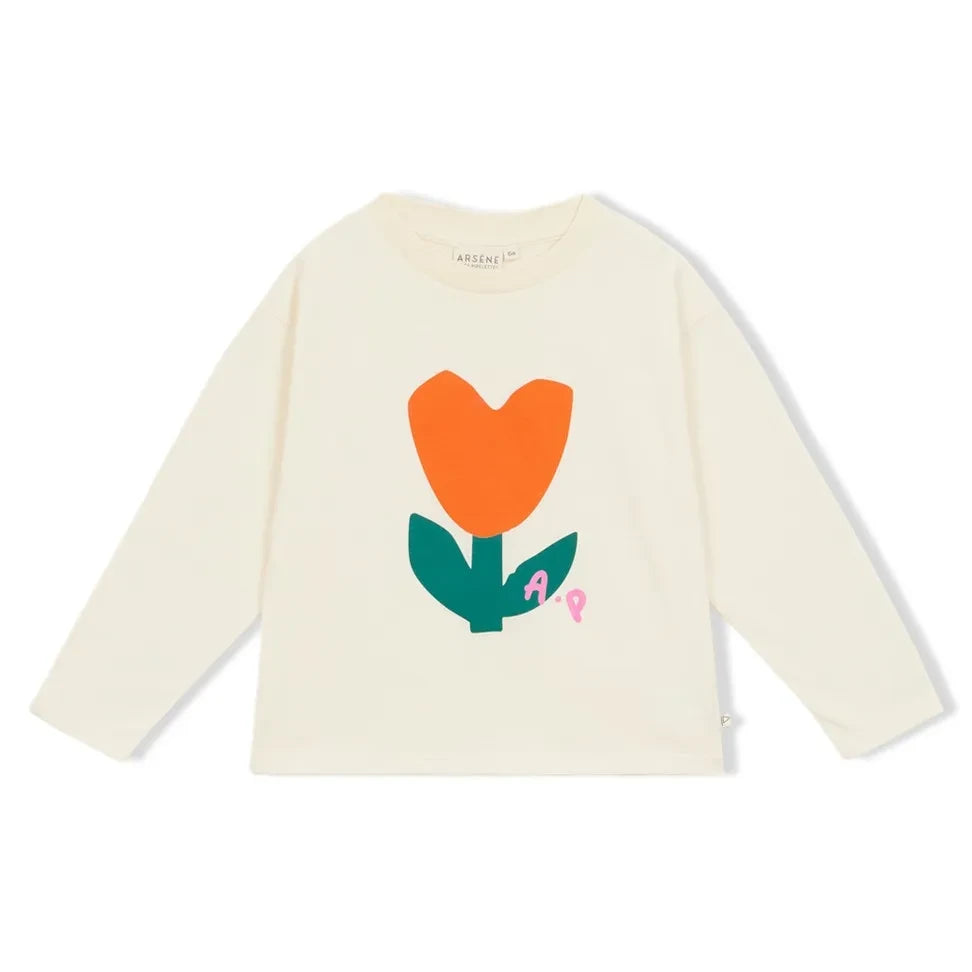 Arsène et Les Pipelettes - T-Shirt aus Bio-Baumwolle mit Blumenmuster | Ecru