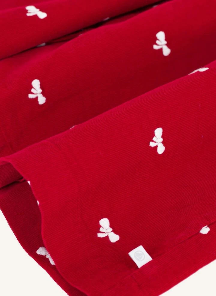 Petit Bateau - Knotenkleid aus Bio-Baumwollsamt | Rot
