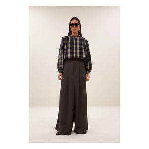 By Bar - Jacquard-Karo Bluse | Dunkelblau