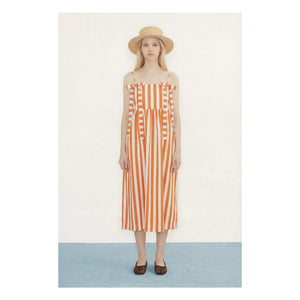 The Tiny Big Sister - Leinen- und Baumwollkleid mit Streifen | Rot
