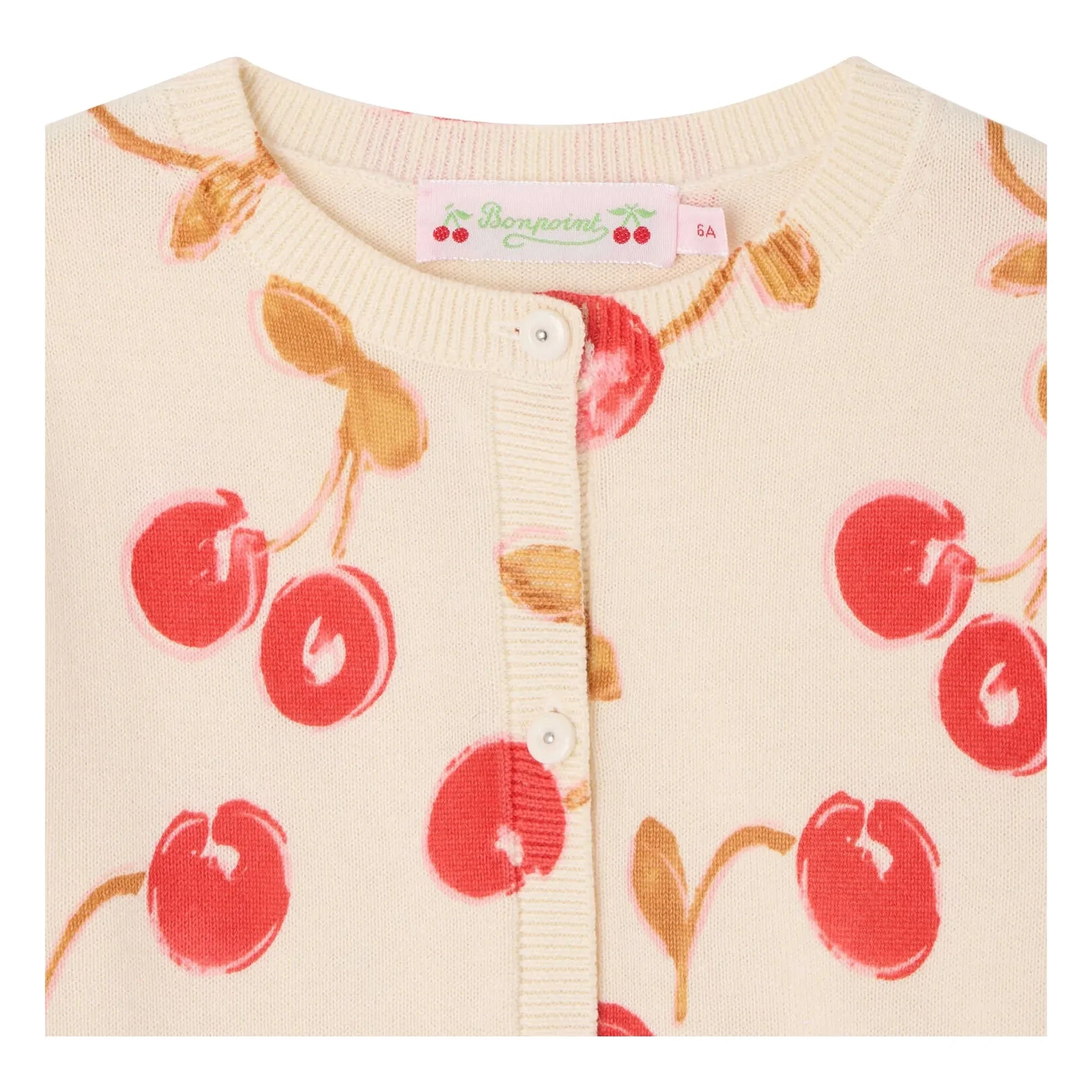 Bonpoint - Feli Kirschen Strickjacke aus Bio-Baumwolle | Rot