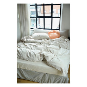 Suite 702 - Gestreifter Bettbezug aus Bio-Perkal – Olive-Creme | Olive