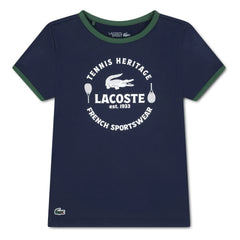 Lacoste - Sport-T-Shirt mit Kontrastkragen aus recycelten Fasern | Marineblau