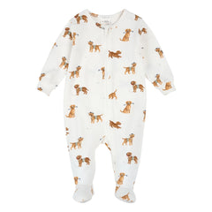Petit Lem – Pyjama aus Bio-Baumwolle und Modal, mit Hundepfoten-Details | Weiß