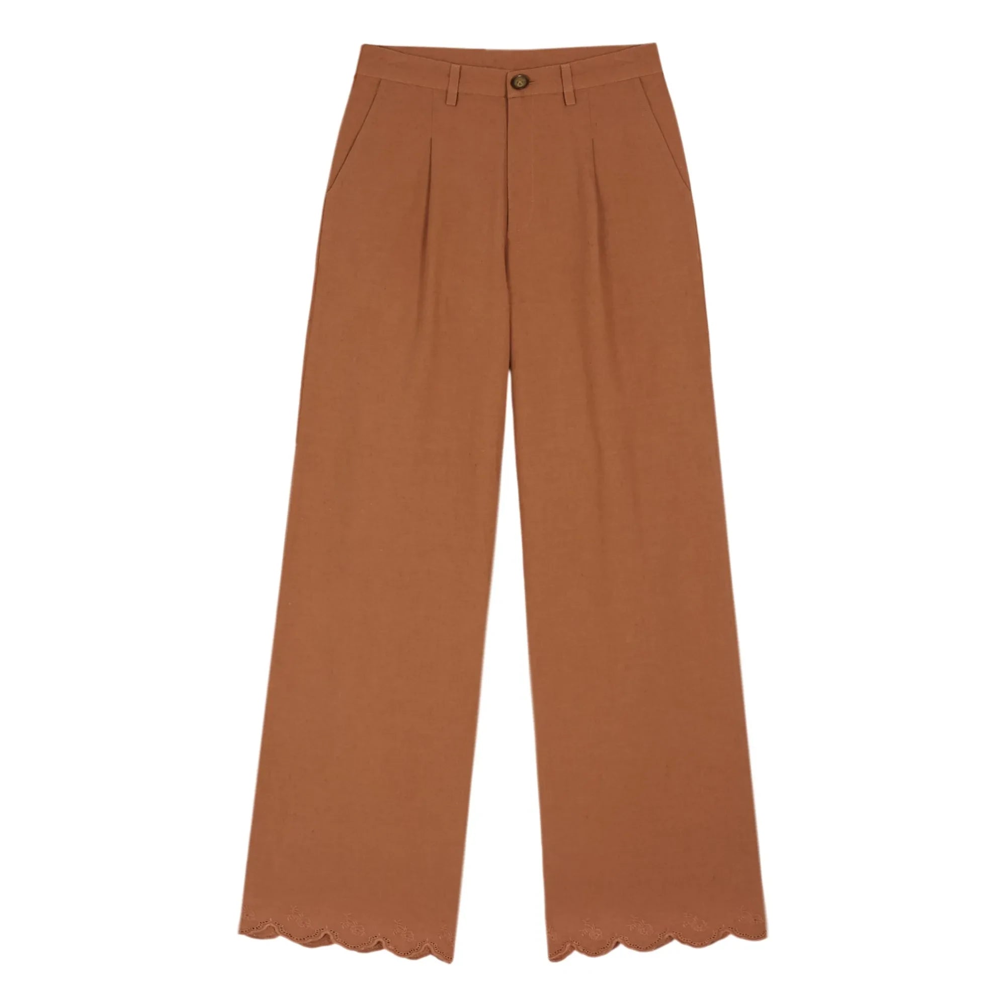 Emile et Ida – Hose mit Baumwollstickerei | Braun