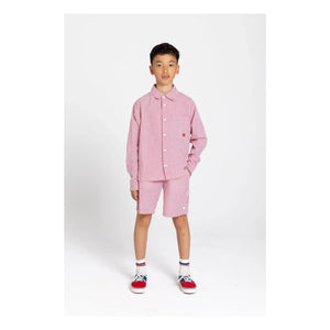 Smallable Kid - Gestreiftes Hemd | Kirschrot