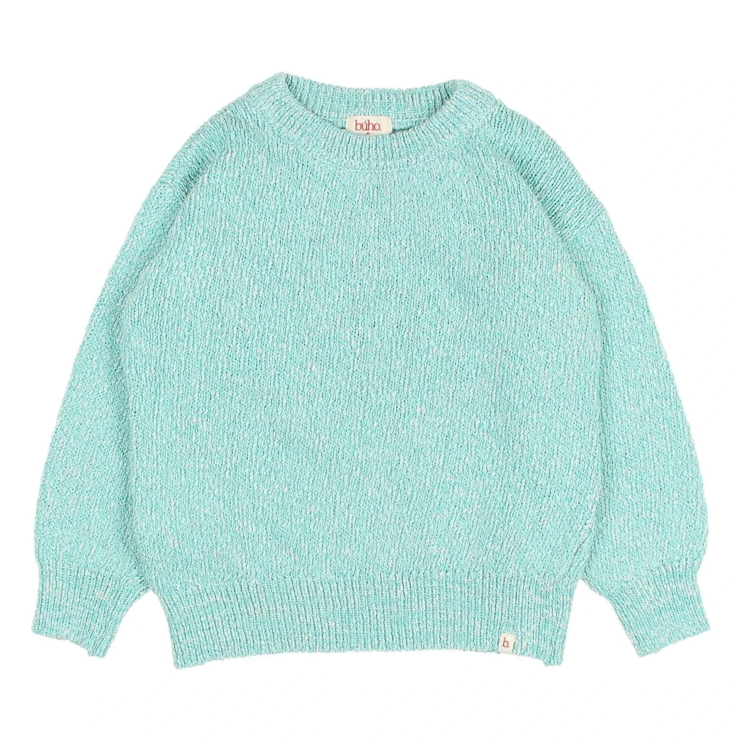 Búho - Chiné Pullover aus Bio-Baumwolle | Aqua