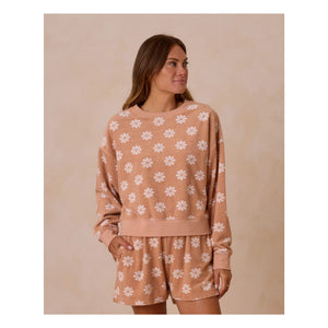 Rylee + Cru - Blumen-Frottee-Sweatshirt | Orange