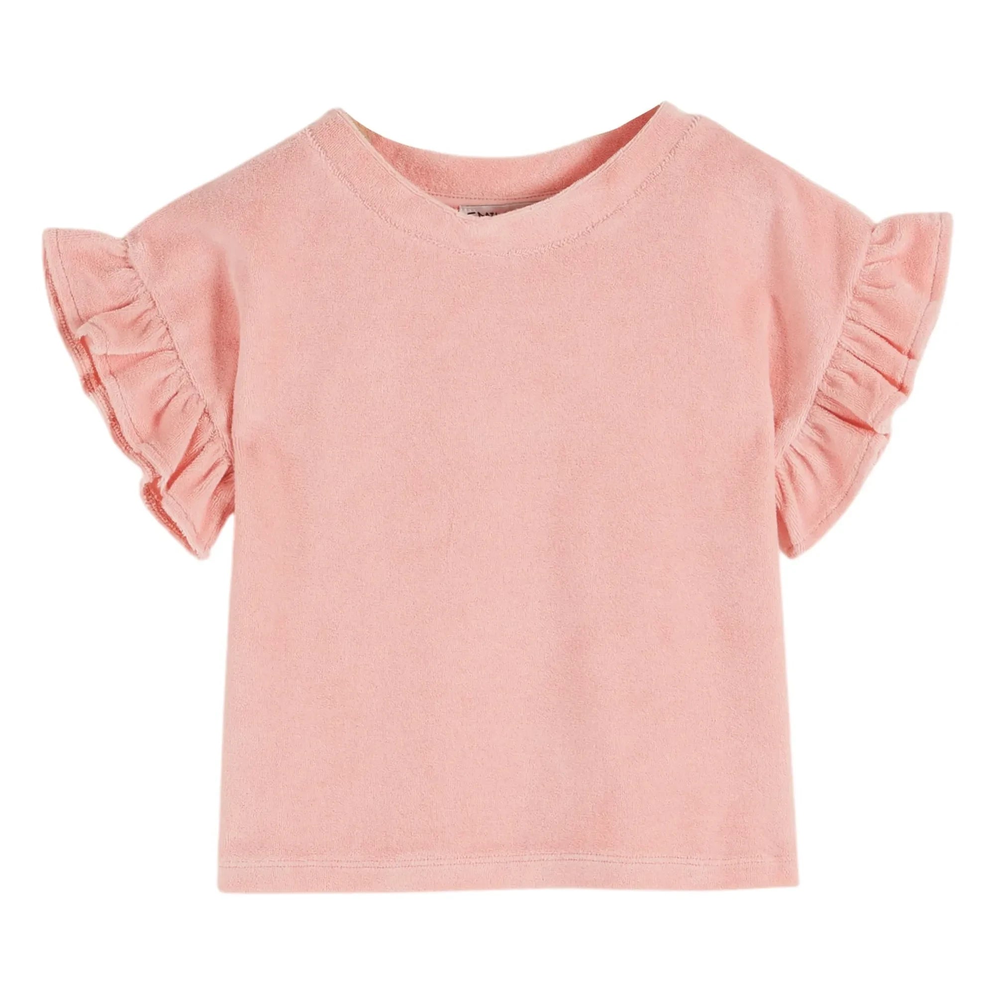 Emile et Ida - Terry Rüschen-T-Shirt | Blassrosa