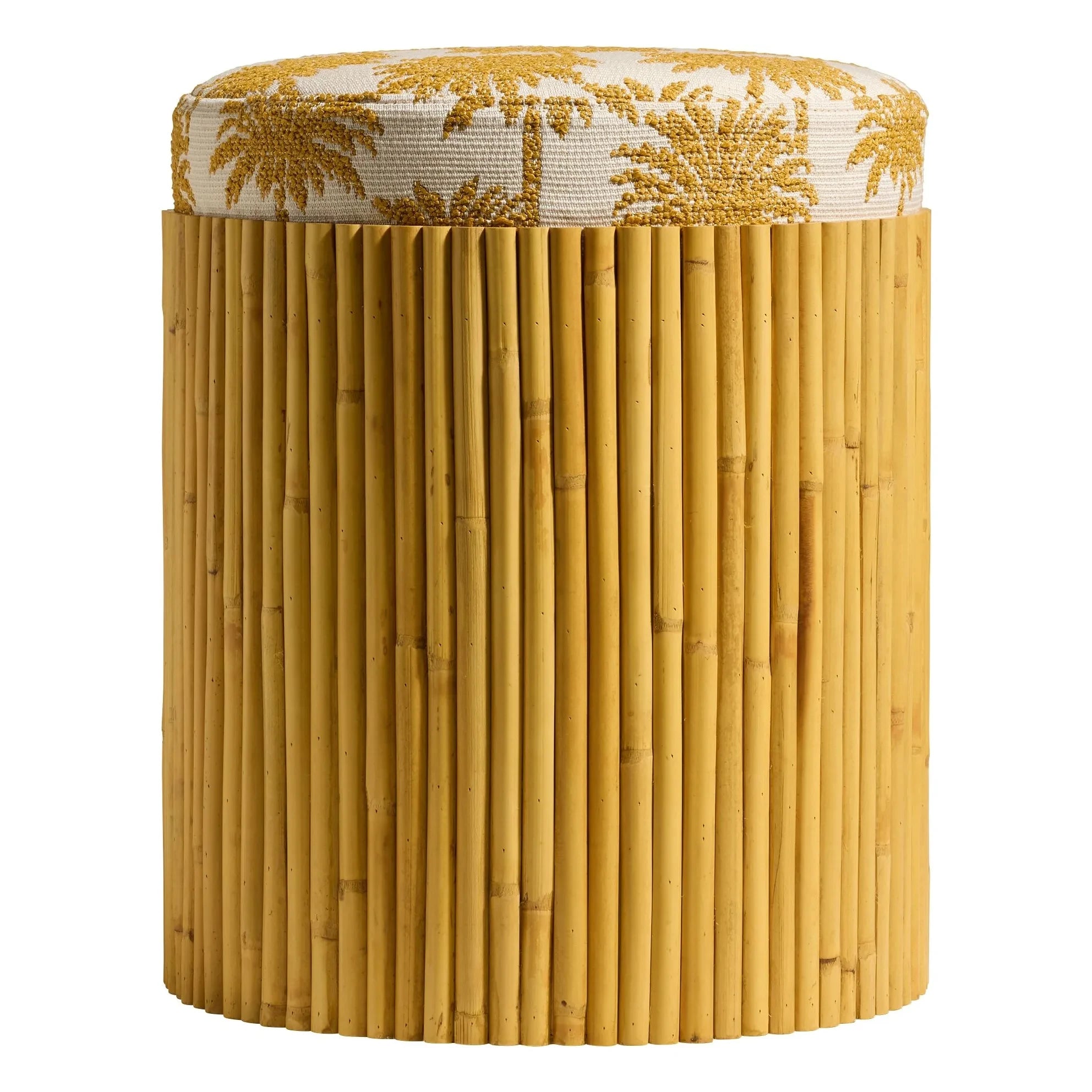 Maison Sarah Lavoine - Riviera Pouf mit Palmendruck | Senf