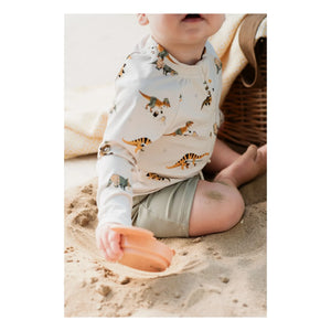 Petit Lem - Dinosaurier UV-Schutz T-Shirt und Shorts Set aus recyceltem Material | Khaki