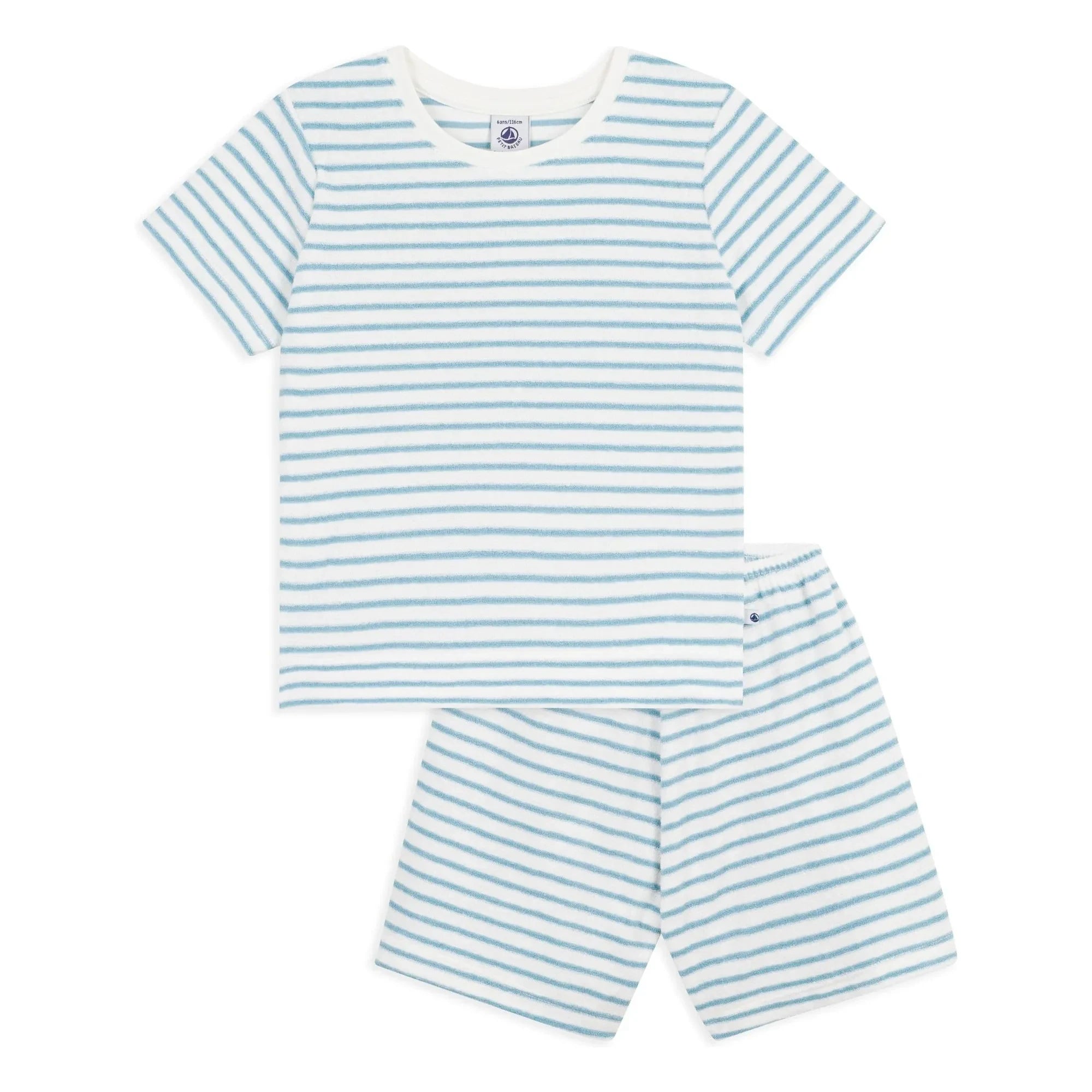Petit Bateau - Gestreifte Frottee-Pyjama-Shorts | Blau