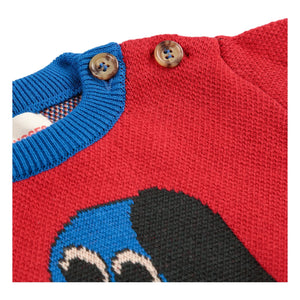 Bobo Choses - Colorblock Bio-Baumwoll-Hundepullover Baby | Rot