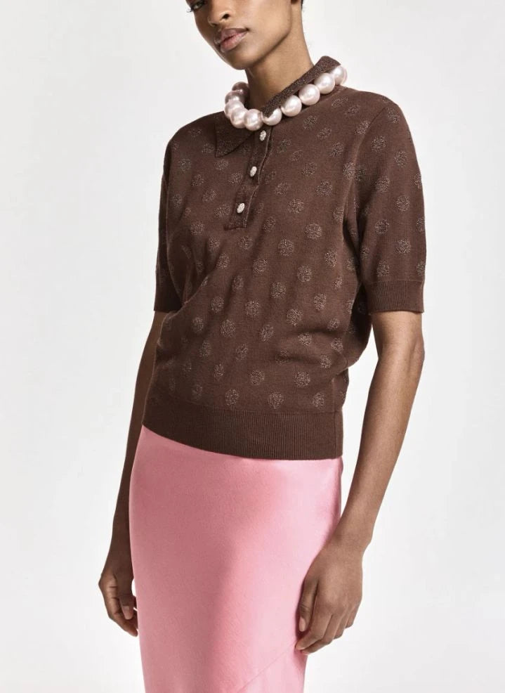 Essentiel Antwerp - Krab gepunktetes Poloshirt | Braun
