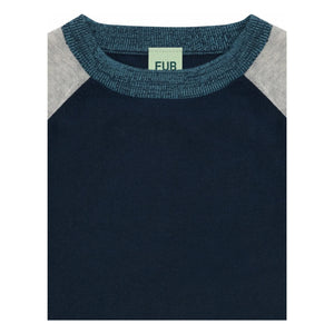 FUB - Colour Block T-Shirt Extra Feines Mesh Bio-Baumwolle | Navy