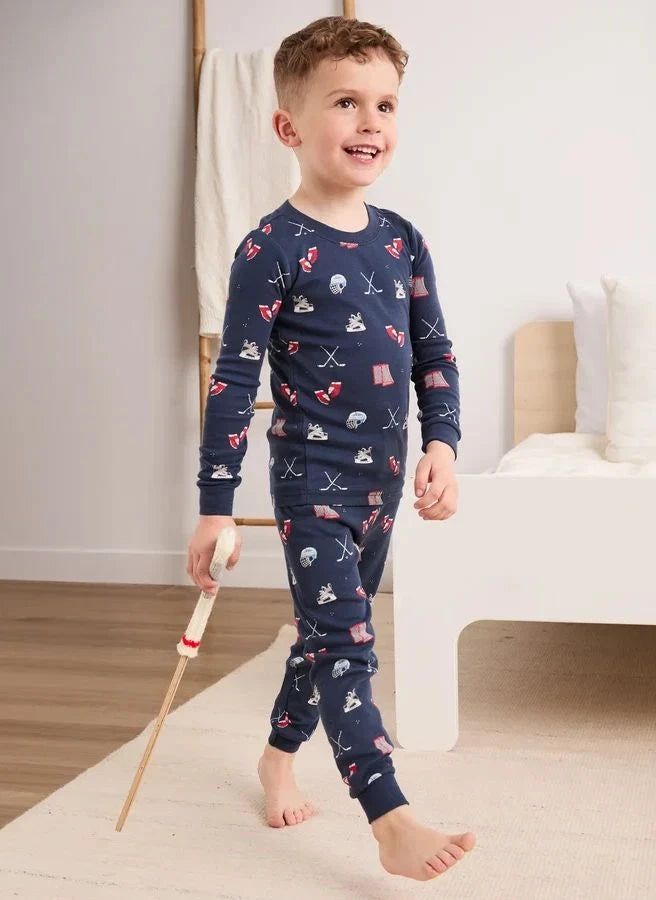 Petit Lem - Bio-Baumwoll-Hockey-Pyjamas | Marineblau