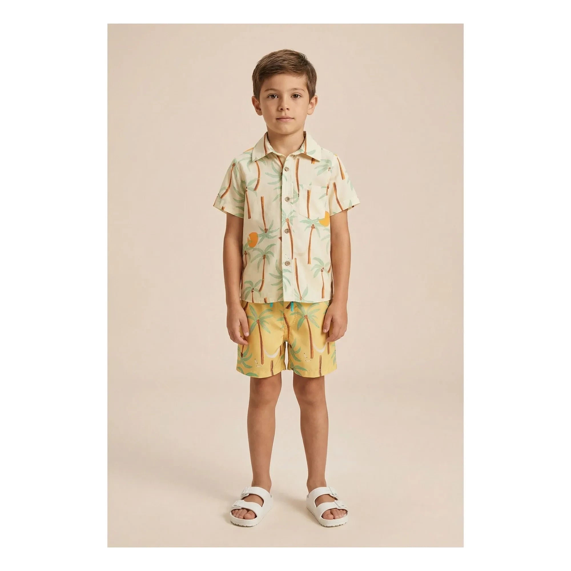 Pepita & Me - Guayabera Palm Kurzarmhemd | Elfenbein