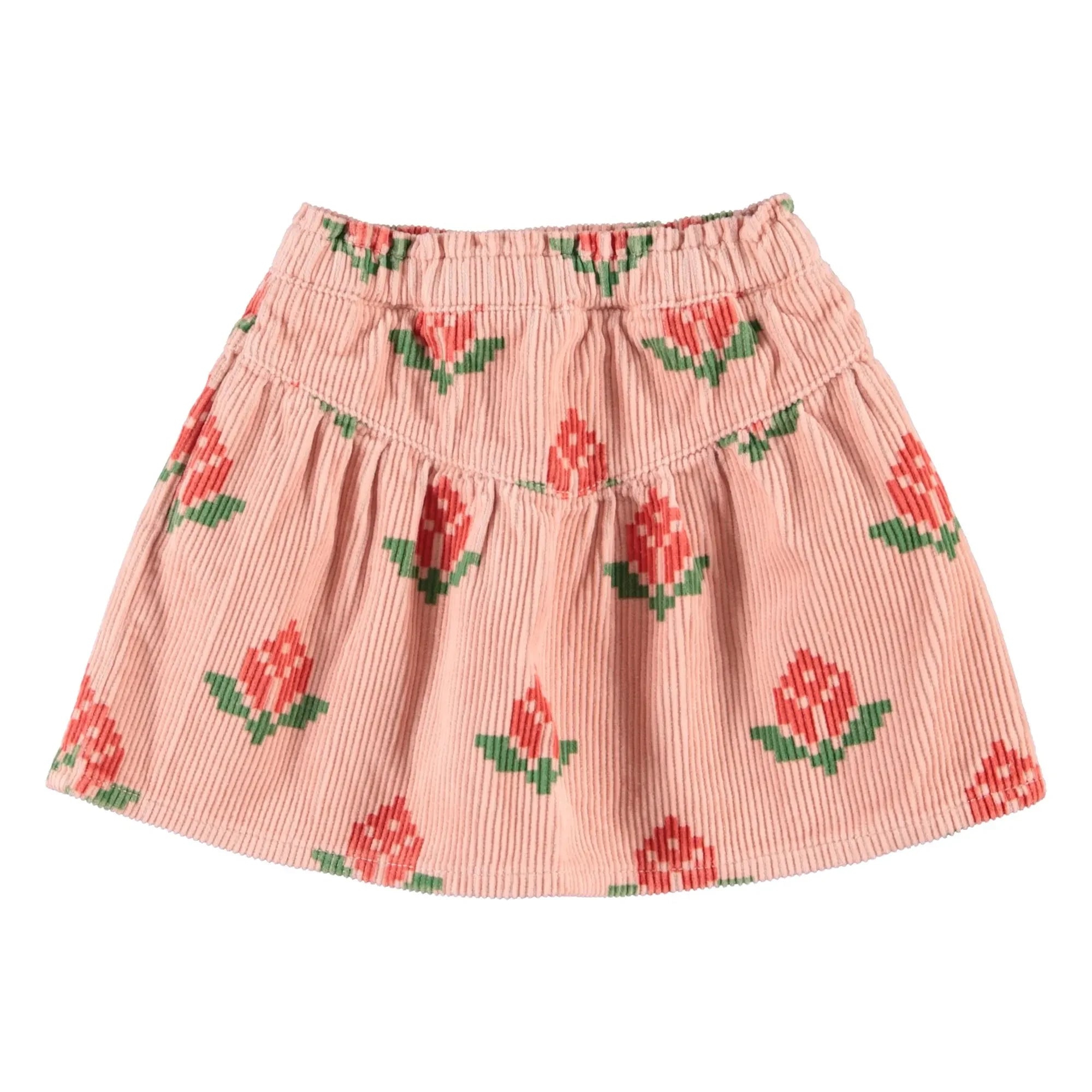 Piupiuchick - Blumen-Samtrock aus Bio-Baumwolle | Rosa