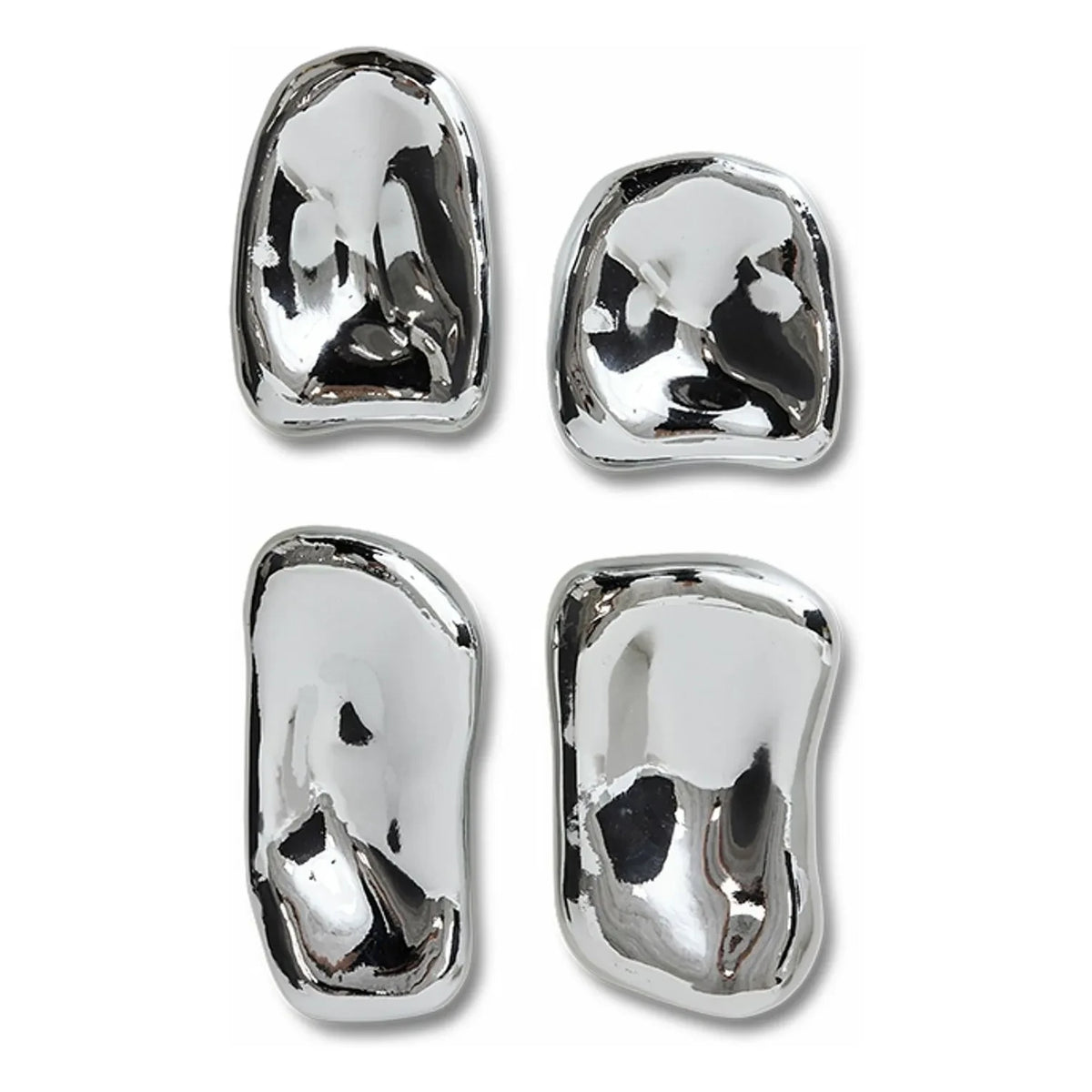 HKliving - Glas-Wanddekoration - 4er Set | Chrom