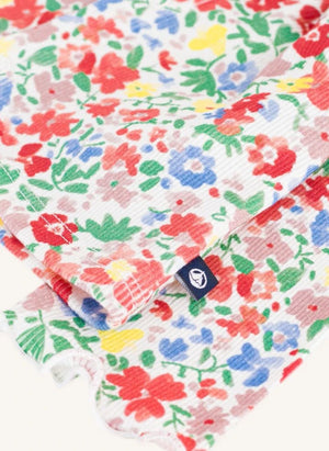 Petit Bateau - Organik Pamuklu Çiçek Desenli Bebek Hırkası | Beyaz
