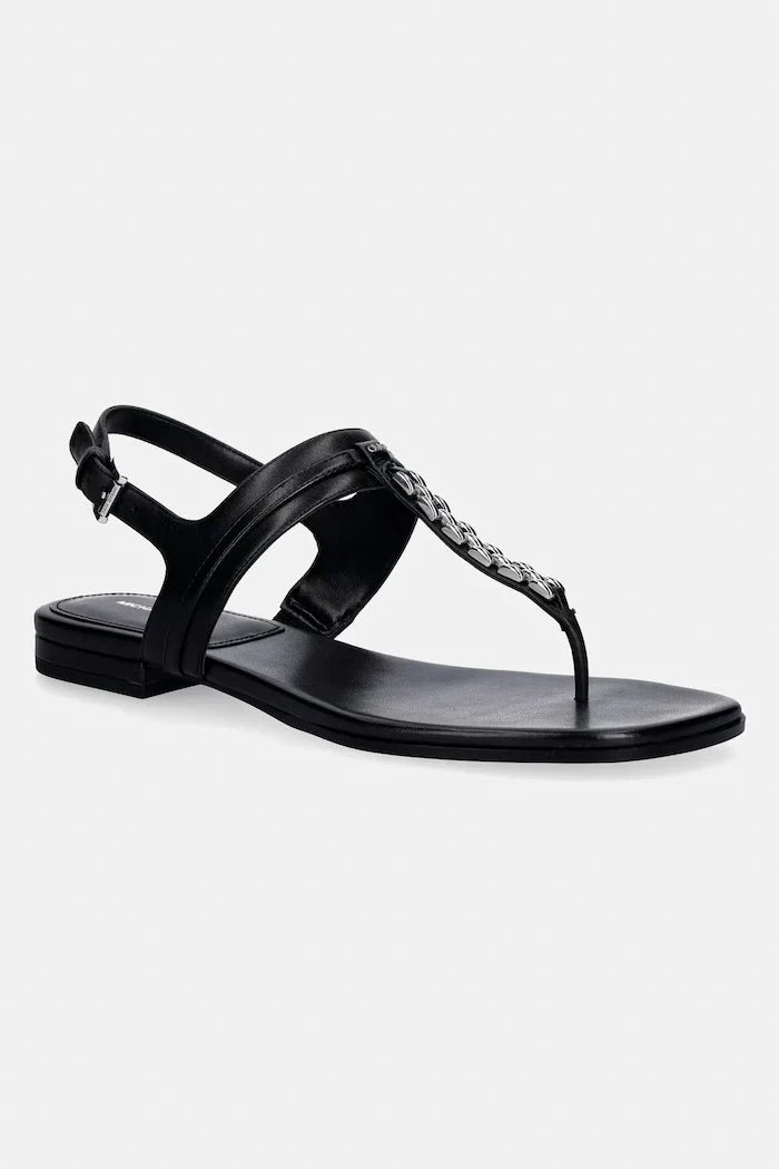 MICHAEL Michael Kors kadın düz tabanlı deri Marcia Thong Sandal