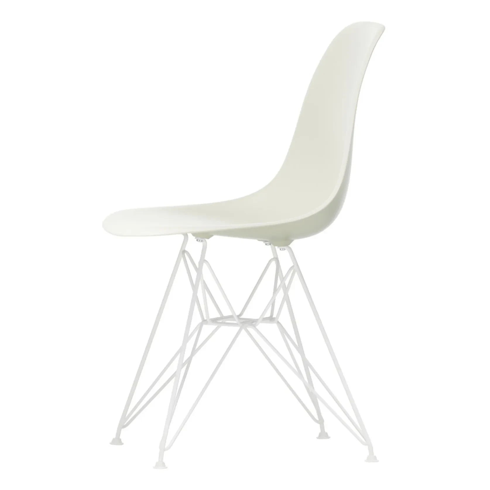 Vitra - DSR Kunststoffstuhl - weißes Epoxidharzgestell - Charles & Ray Eames | Grauer Kiesel