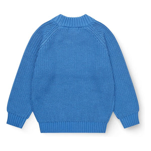 Copenhagen Colors - Gerippter Bio-Baumwoll-Pullover | Azurblau