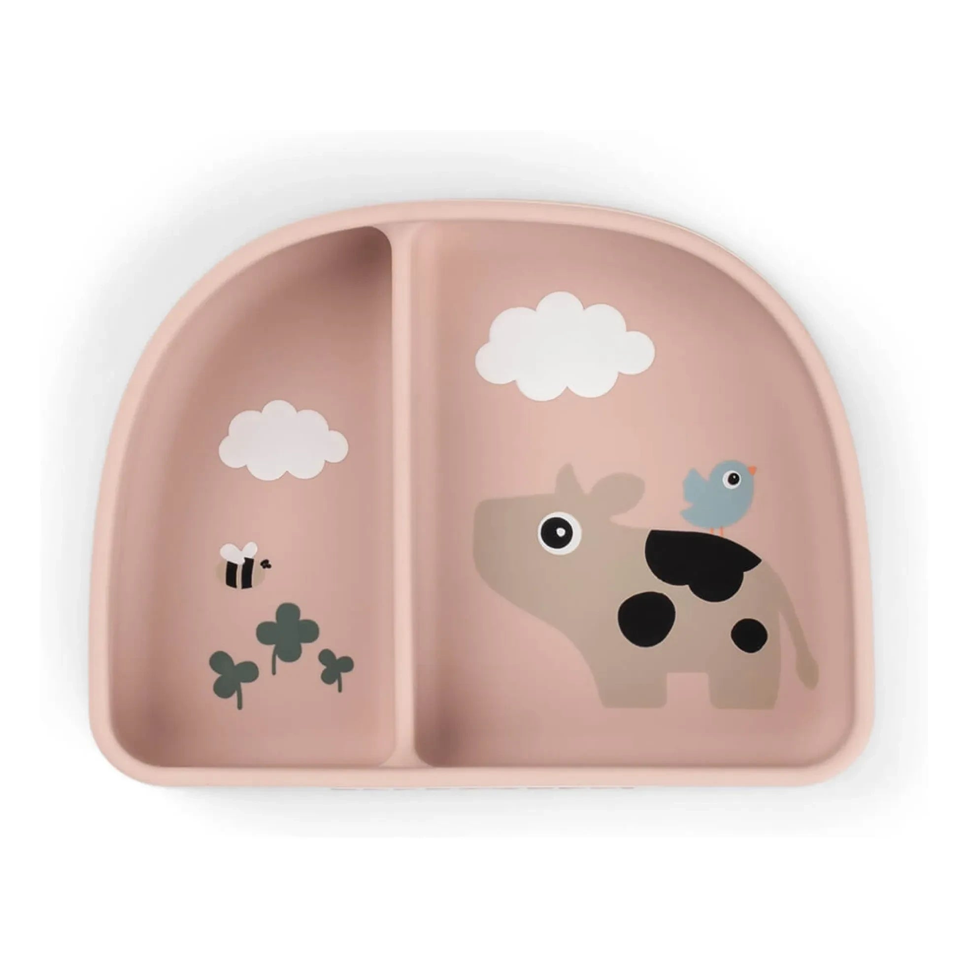 Done by deer - Geteilter Saugnapf-Teller Tiny Farm | Rosa