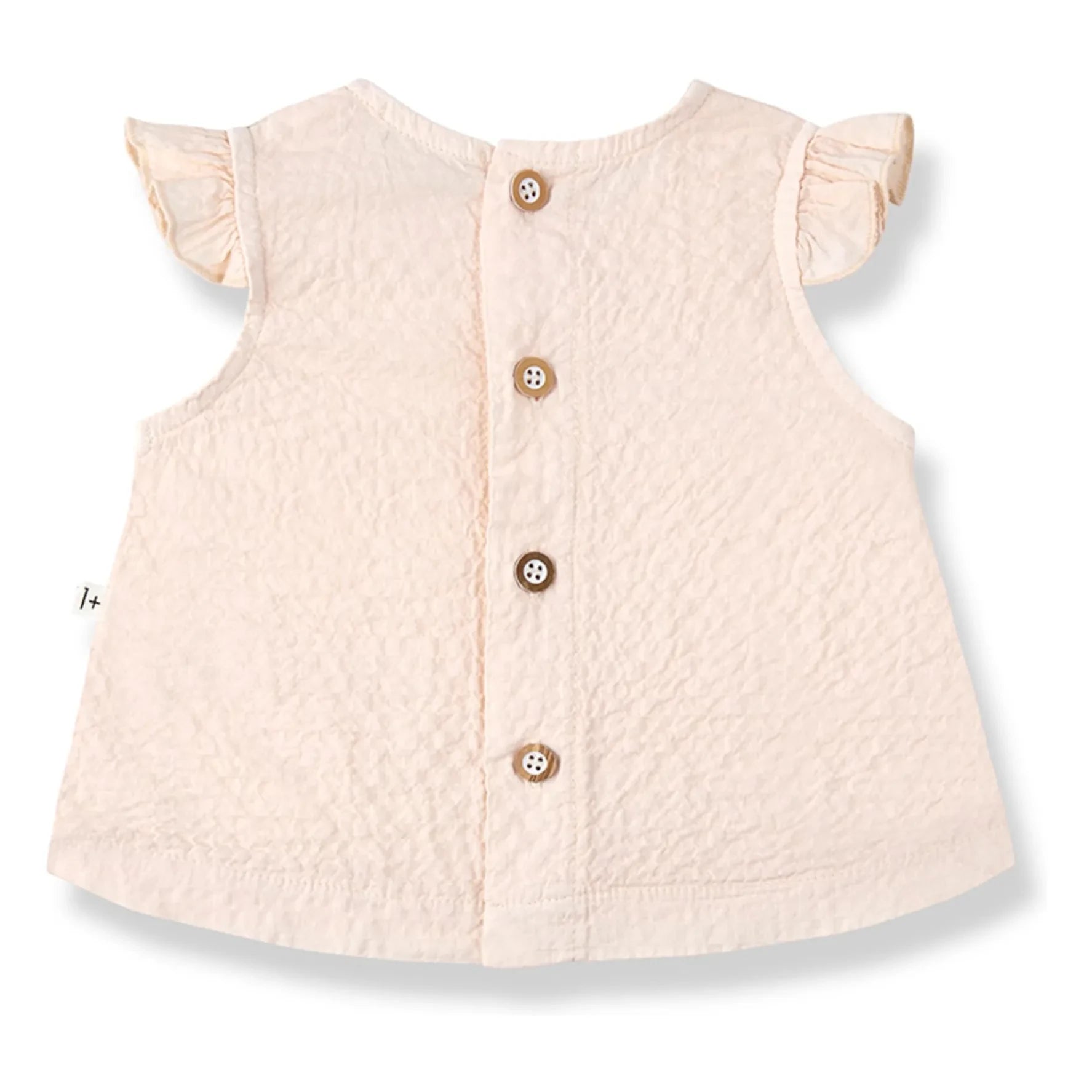 1+ in the family - Apolonia Seersucker Bluse und Bloomer-Set | Beige-rosa