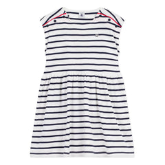 Petit Bateau – Gestreiftes ärmelloses Kleid | Weiß