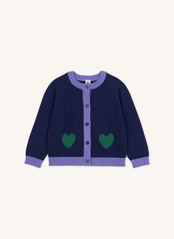 Petit Bateau - Wool Hearts Cardigan | Nachtblau