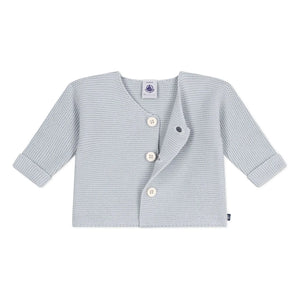 Petit Bateau – Feinstrick-Cardigan aus Bio-Baumwolle | Hellgrau