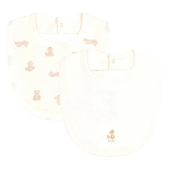 Petit Bateau - 2er-Set Lätzchen mit Teddybär-Motiv | Weiß