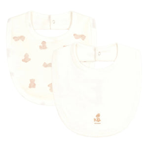 Petit Bateau - 2er-Set Lätzchen mit Teddybär-Motiv | Weiß