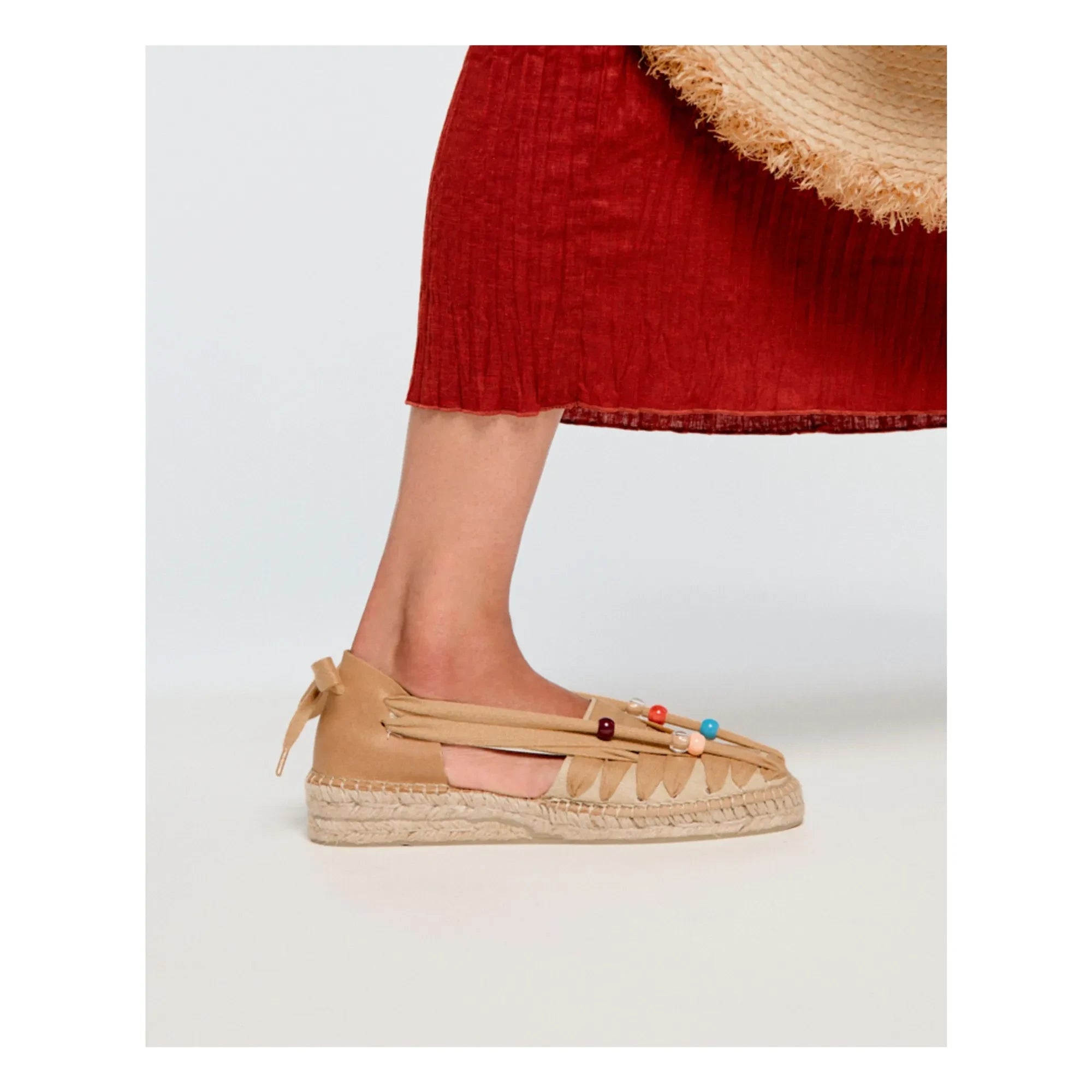 Naguisa - Espadrille-Socken mit Perlenstickerei | Sand