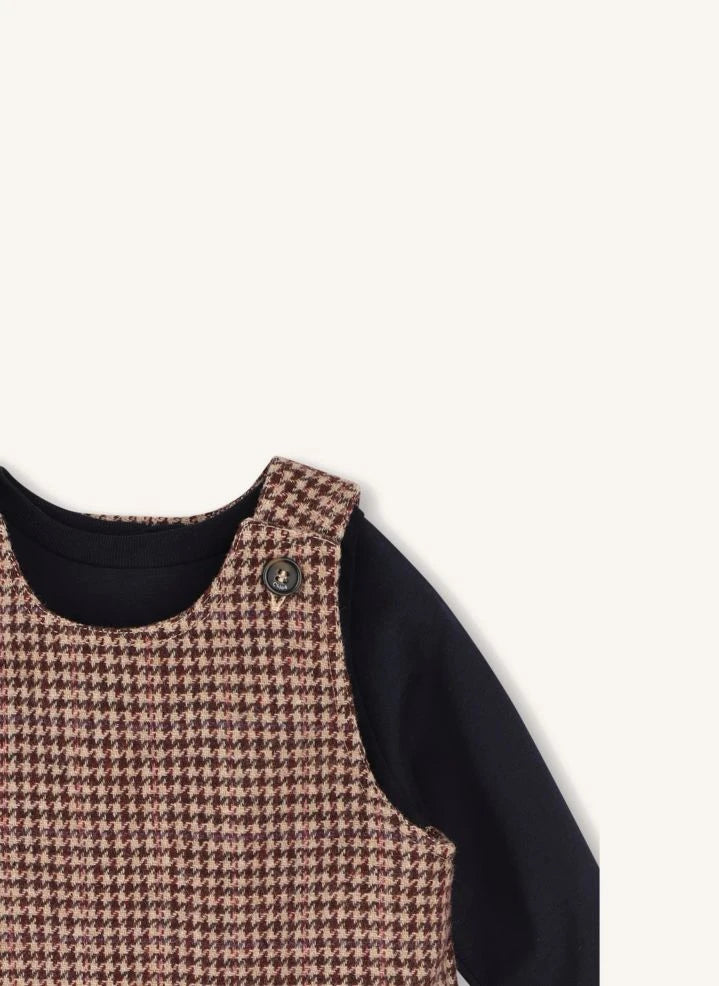 Chloé - Chloé kariertes Kleid- und T-Shirt-Set | Braun